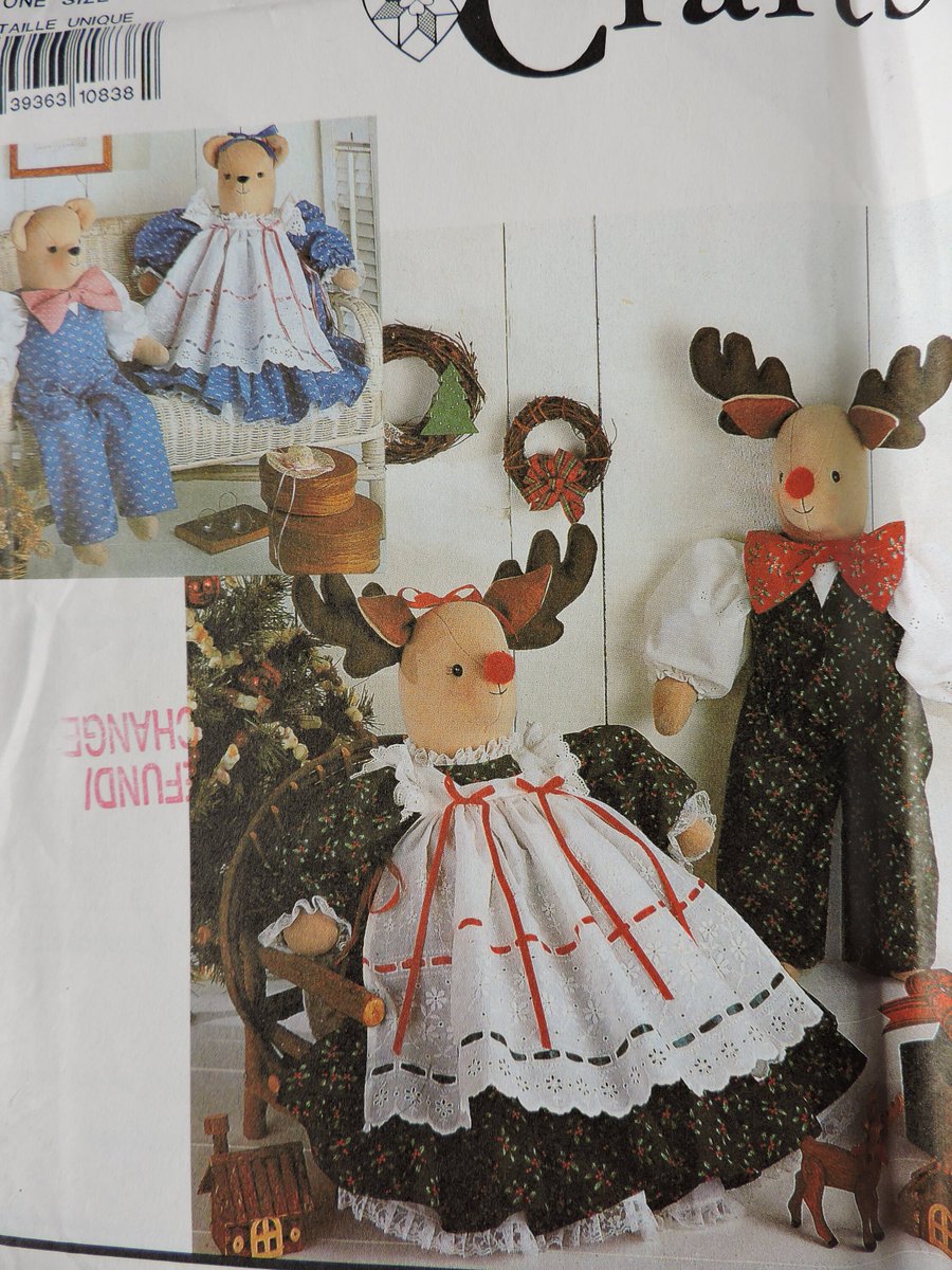 MariansMemorab1's tweet image. Reindeer and Bear Boy &amp;amp; Girl Dolls Decorative Stuffed Doll and Wardrobe Simplicity 7045 Craft Sewing Pattern FREE MAILING To Canada and USA etsy.me/436G2Y2 #dollmaking #craftsewing #craftpattern #sewingpattern #decorativeanimals #reindeerdoll #beardoll