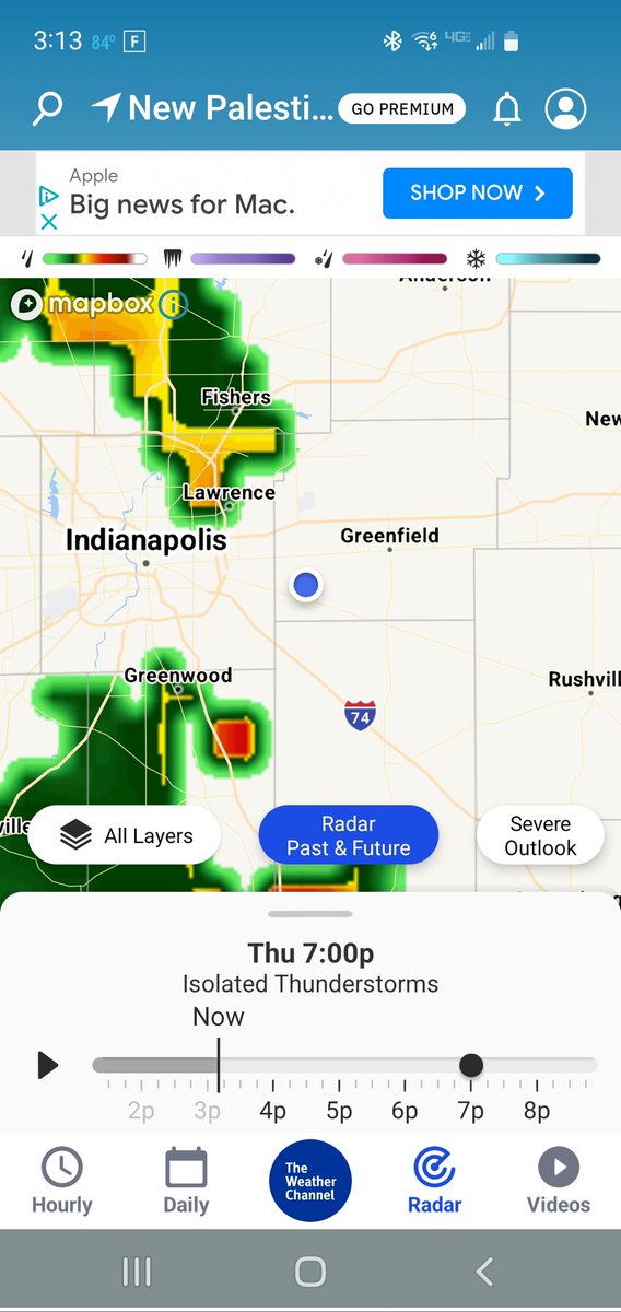 BuchananJenni's tweet photo. For the record,  we need rain but would prefer no severe storms. Anyway, blue dot is our location. Check out the time-line.  It's like Moses parting the red sea. Yes, storm patterns change and I sure hope this one does. Please please let us have some rain. 🤞 https://t.co/HHRWwVniMj