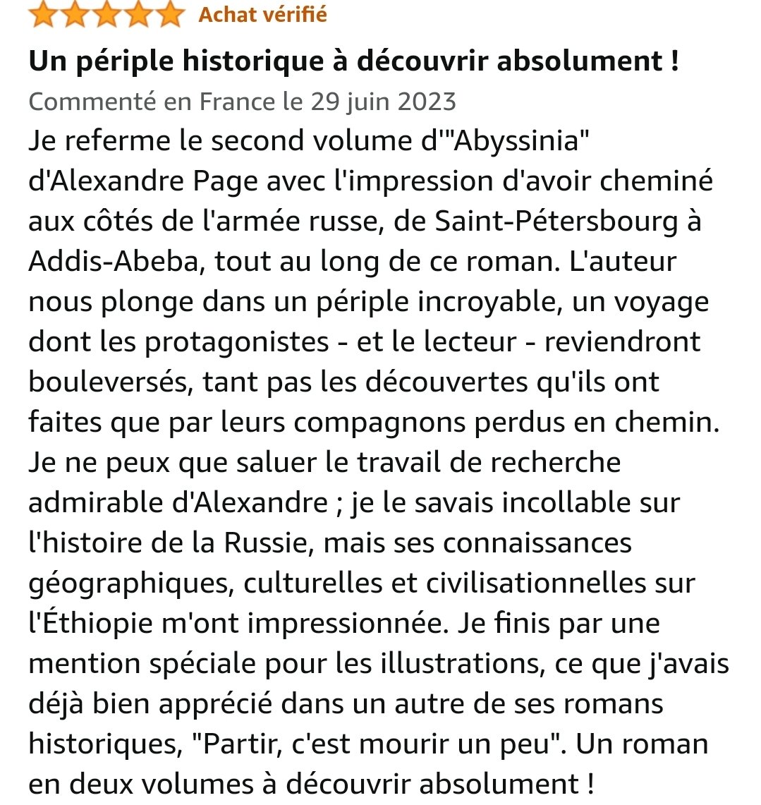 En ce #JeudiAutoEdition, voici mon retour de lecture du roman en deux volumes de @page_alexandre, 'Abyssinia'. Un périple de Saint-Pétersbourg à Addis-Abeba que je vous recommande vivement ! 
#autoédition #roman #auteurs #lecture