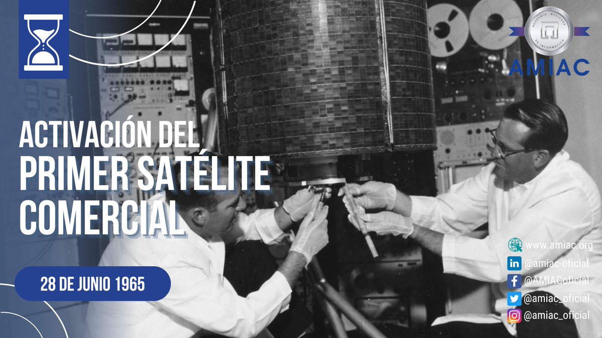 amiac_oficial's tweet photo. Efemérides @amiac_oficial:
El 28 de junio de 1965 se activa el Intelsat I, conocido también como “Early Bird” el primer satélite comercial de comunicaciones para ser colocado en órbita geoestacionaria
#amiac #Efemerides #informatica #EfemeridesDeHoy #Intelsat #earlybird #satelite https://t.co/Nkc1kNxiH8