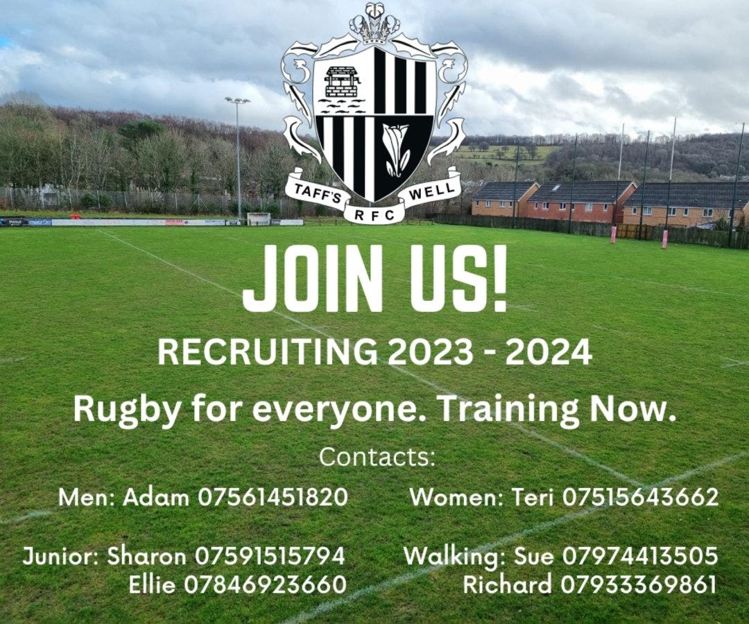 Rugby for Everyone in 2023! 

Men. Women. Old. Young. Experienced. Never played. Fit. Trying to get fit. Fast. Slow. Big. Small. 

There's a home for everyone at Maes Gwyn! Wanna join? Message us here or contacts below 👇👇👇

#UptheWell ⚫️⚪️⚫️⚪️