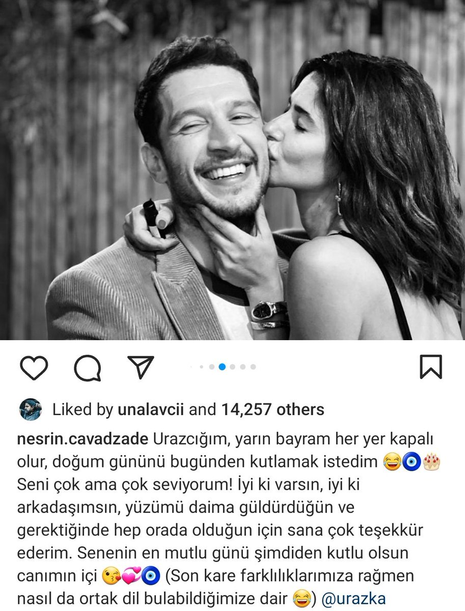 Nesrin Cavadzade'den eski partneri Uraz Kaygılaroğlu'nun doğum gününü bu post ile kutladı 👇
'Senenin en mutlu günü şimdiden kutlu olsun canımın içi.'