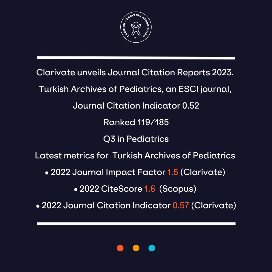 On June 28, <a href="/Clarivate/">Clarivate</a> unveils Journal Citation Reports 2023

We are very happy and proud to receive our first Impact Factor as 1.5 🌟

#JIF #TrustedJournals #JCR2023 
<a href="/ClarivateAG/">Clarivate for Academia & Government</a> <a href="/ClarivateHealth/">Clarivate for Life Sciences & Healthcare</a> <a href="/Clarivate/">Clarivate</a> <a href="/KasapcopurOzgur/">ÖZGÜR KASAPÇOPUR</a>