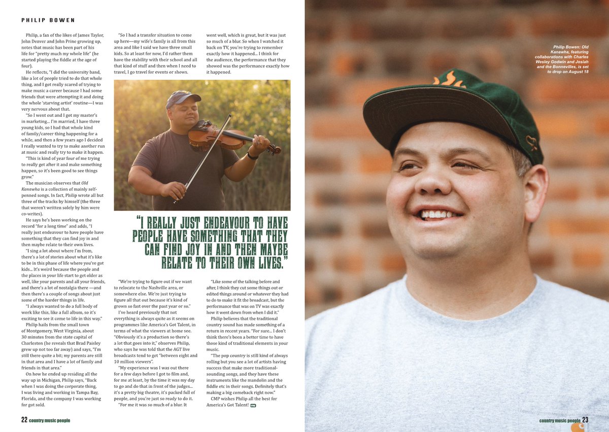 Another great feature in the July issue of <a href="/CMPcountry/">Country Music People</a> - this time featuring @philbow55!

New single out July 7th featuring a duet with @josiahandthe!