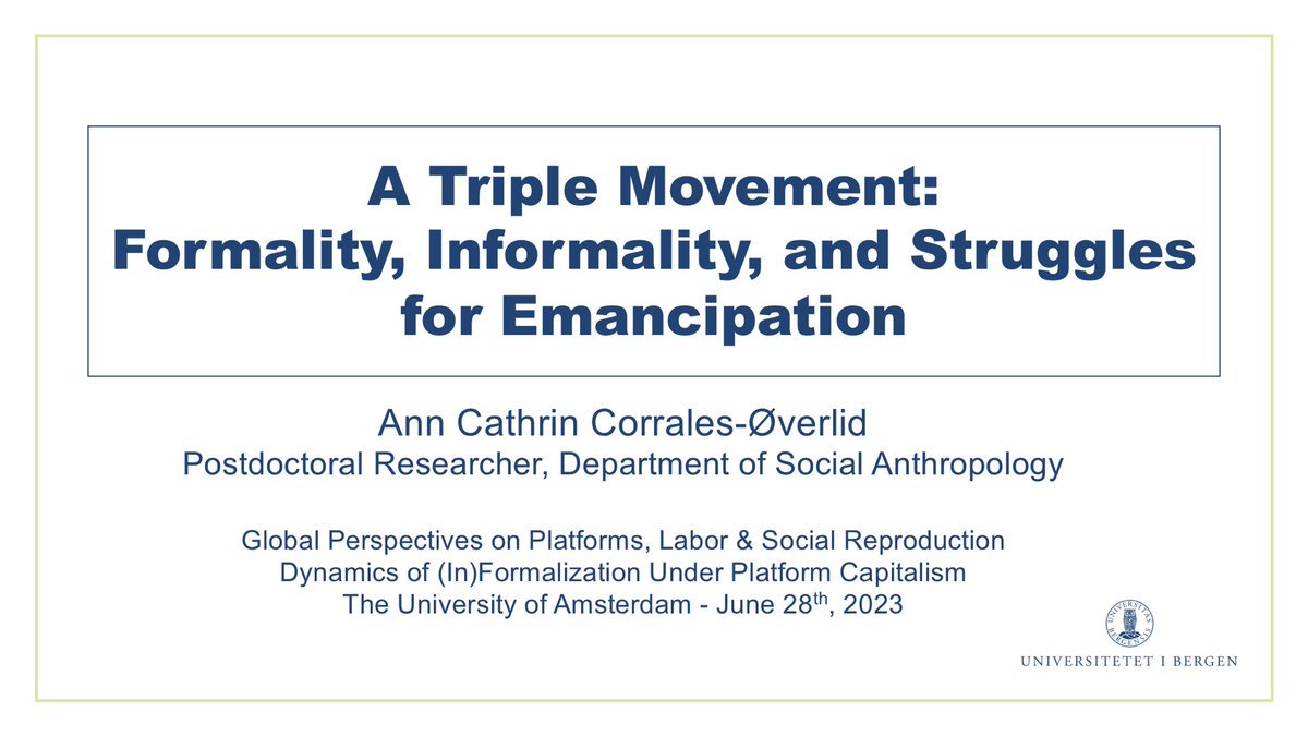 Leaving Amsterdam with inspiration to continue research on gig-work in Norway. Thank you @nielsvdoorn and team for organizing, and for seeking to move beyond South-North dichotomies. Thankful for great comments to my own presentation and to <a href="/daliagebrial/">Dalia Gebrial</a> for chairing. #gdc_uva23