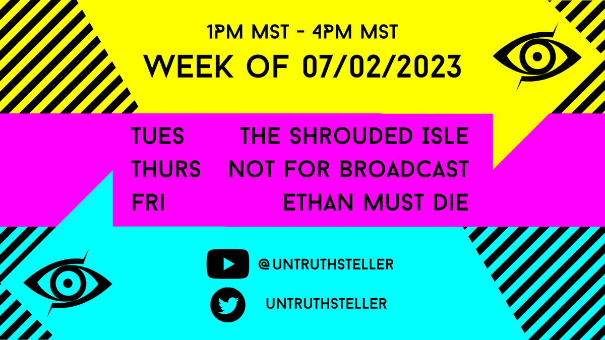 Stream Schedule for next week! looking forward to being live again.