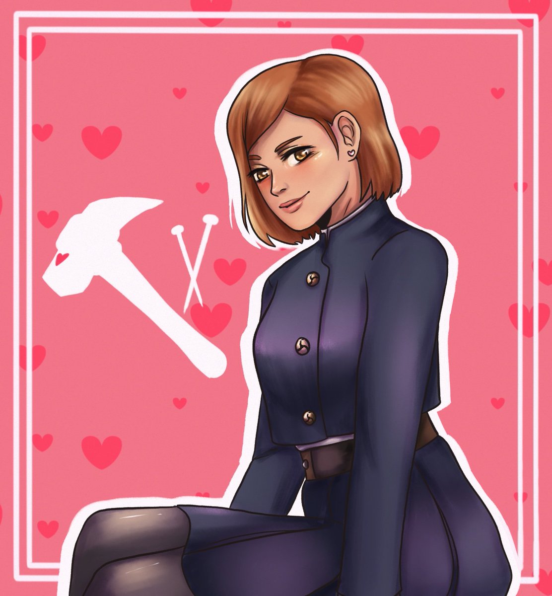 🔨💕

#nobara #nobarakugisaki #jjk #jujutsukaisen #gegeakutami #kugisaki #kugisakinobara #fanart #anime #digitalart #procreate  #ArtistOnTwitter <a href="/Procreate/">Procreate</a>