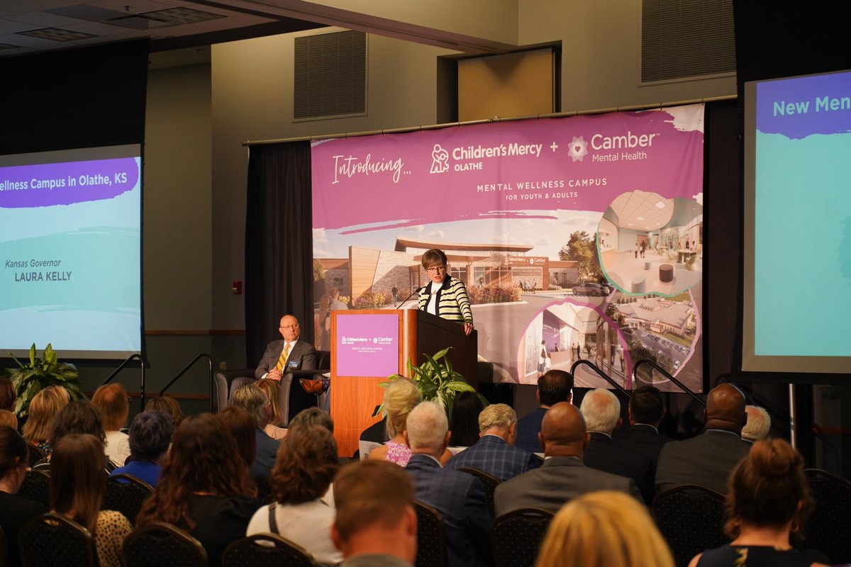 GovLauraKelly's tweet photo. We're breaking ground again! The new @KVCkids &amp; @ChildrensMercy mental health hospital in Olathe will treat 3,400 people per year and create 150 new jobs — improving mental health in the region and taking significant pressure off our state's health care systems. https://t.co/N31YXKk0Kb