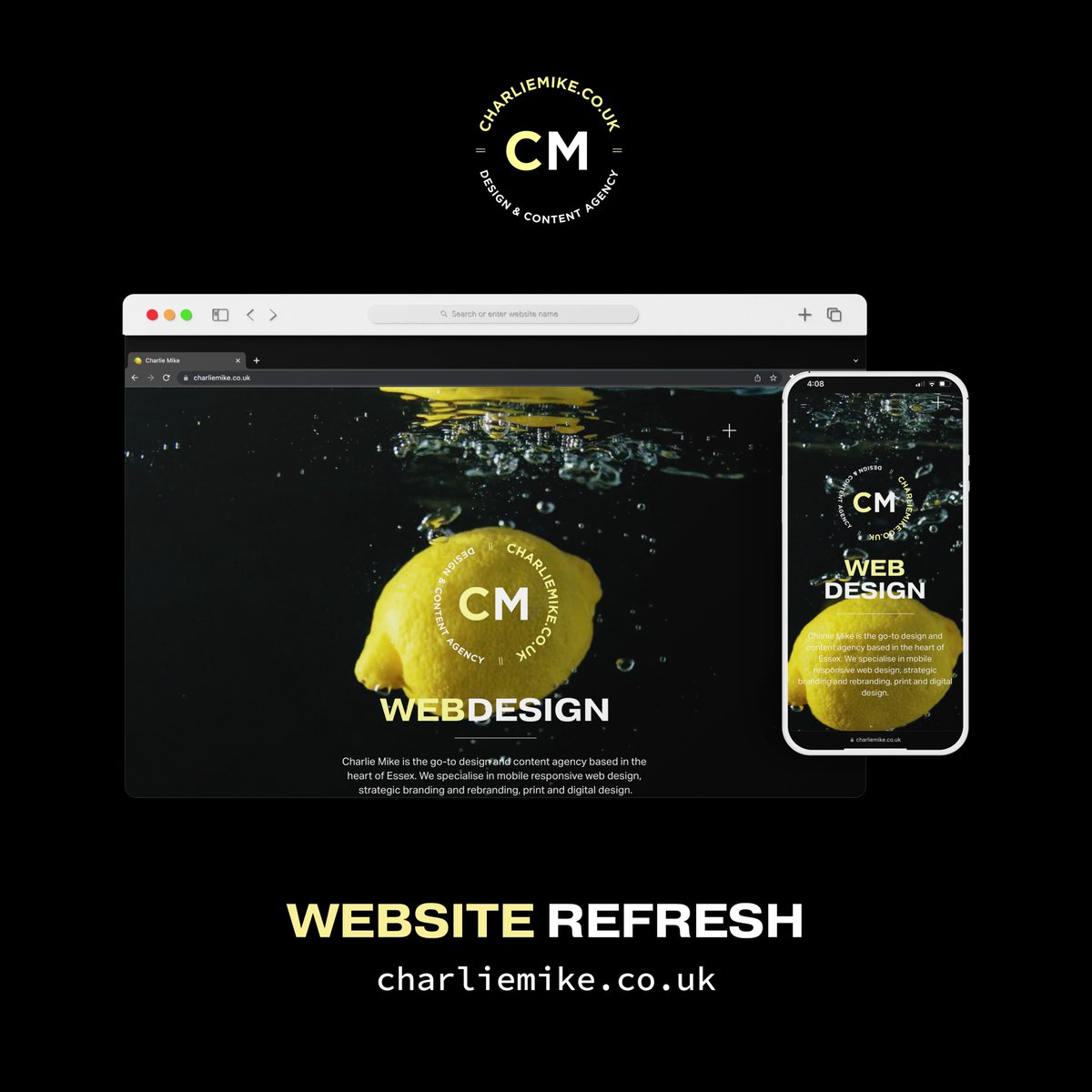 We are LIVE 🍋 charliemike.co.uk

Our brand new refreshed website is live!

#design #branding #brand #webdesign #digital #content #newwebsite #supportinglocalbusiness #supportingessexbusiness #printdesign #essex #london