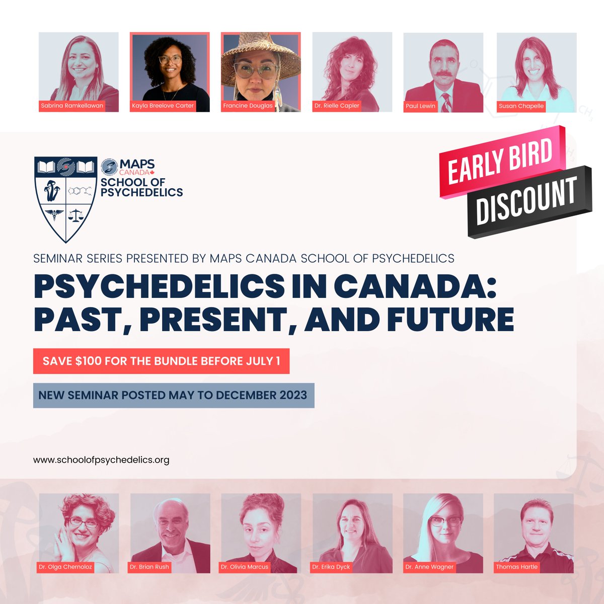MAPSCanada's tweet image. There's still time to take advantage of the #earlybird pricing! Bridge the gap between ancestral knowledge and modern science with our online seminars on #psychedelics. Enroll in the MAPS Canada School of Psychedelics Seminar Series! #Ancestralknowledge

lnkd.in/dERg3EYD
