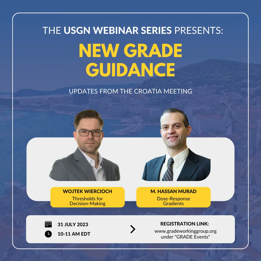 Wake up - the latest updates to GRADE guidance just dropped! Join us for a free webinar discussing items from the May meeting with <a href="/wojtekwiercioch/">Wojtek Wiercioch</a> and M. Hassan Murad, July 31 at 10am EDT. Register at buff.ly/44s7IYv