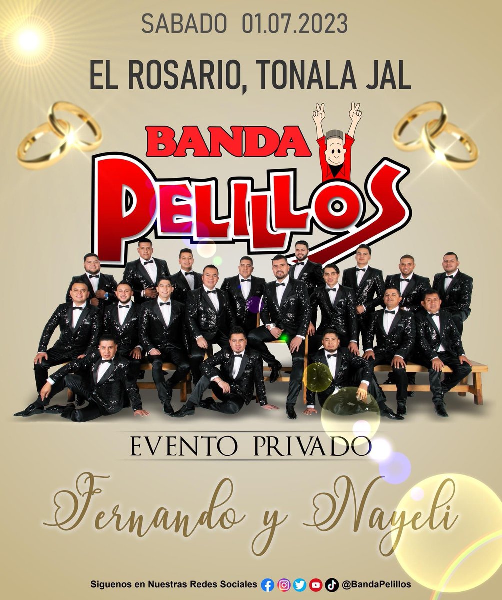 Nos vemos este Sábado 1 de Julio 2023
Boda de Fernando y Nayeli 🫶❤️👰🏻‍♀️🤵🏻‍♂️
Evento Privado