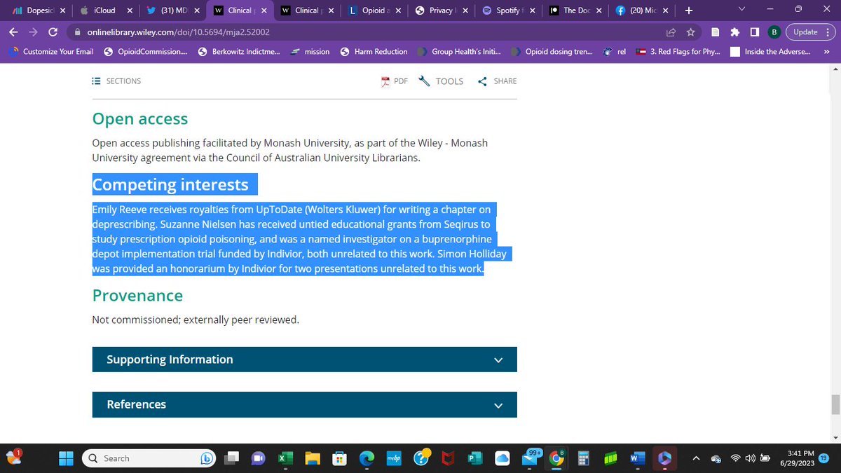 While people are so excited to post that new Lancet study about LBP and Opioids, does it matter that one of the authors also just wrote a deprescribing guideline, and that guideline has several authors funded by Indivior? Not to mention Jason Doctor who is anti-opioid...