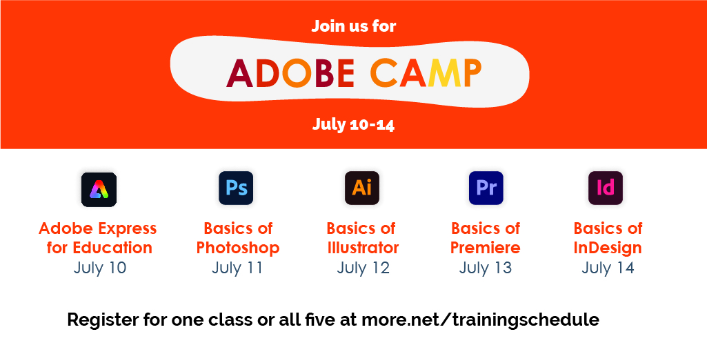 Free Adobe training.  Now, that's a valuable perk of membership.  Learn more and register at more.net/trainingschedu…