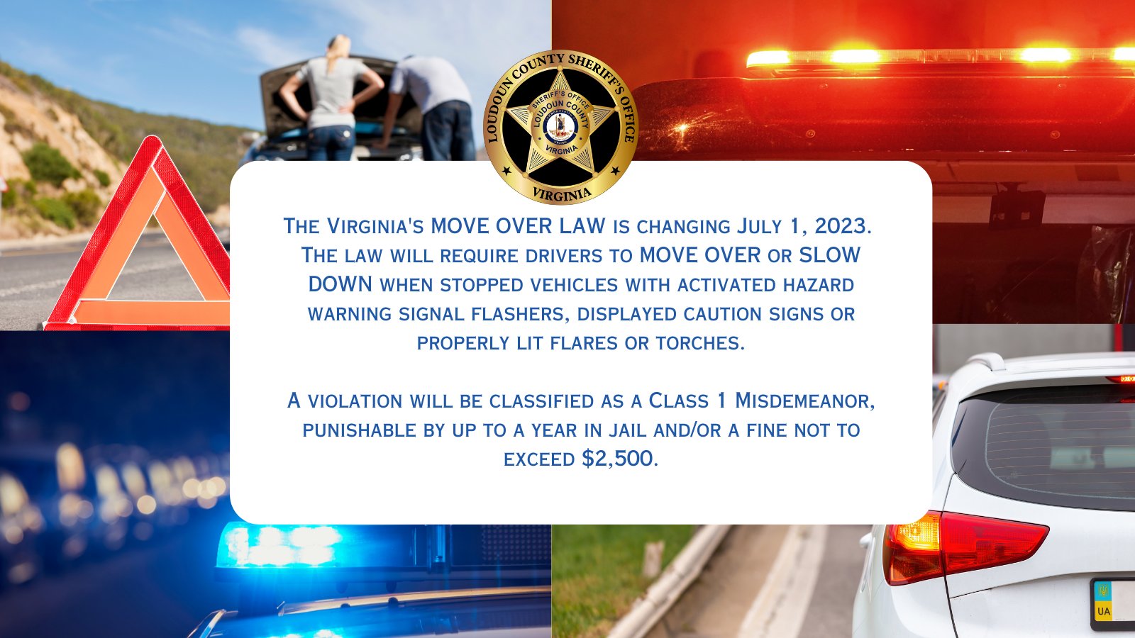Loudoun County Sheriff's Office on Twitter "Virginia's MOVE OVER LAW is changing on July 1