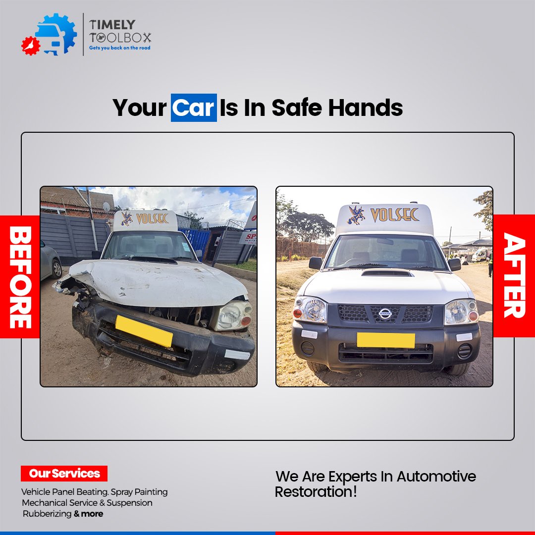 Your car is in safe hands.
Check out the work we did on a Nissan Hardbody from Volsec.

Contact us for a quote +263 777 200 000.