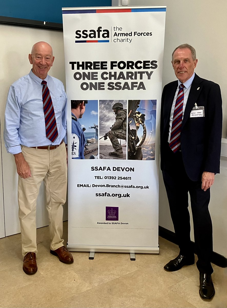 A thoroughly good day today starting at the  @SSAFA @SSAFADevon branch AGM in my proud role as one of the Vice Presidents hosted in the MoD Gordon Messenger Centre opposite CTC RM the photo with incoming President Group Captain Gordon Evans Retd