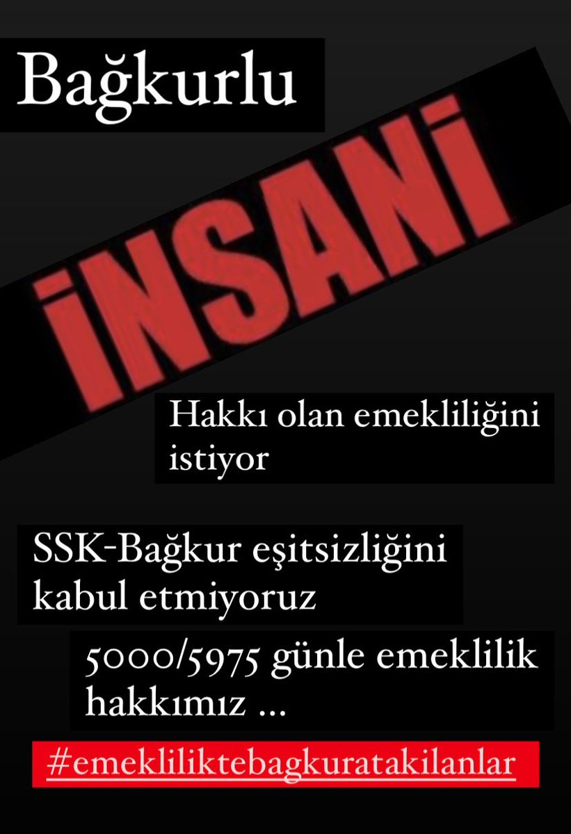 BAĞKURLU ESNAFLARIN MÜCADELESİNİ GÖREN MECLİSTEKİ VEKİLLERİMİZE TEŞEKKÜR EDERİM GÖRMEYENLERİDE BİRAN ÖNCE DUYARLI OLMAYA DVT EDİP HAK OLAN SSK BAĞKUR EŞİTLİK TALEP EDİP 7200 DEĞİL 5975O LMALI VE BÜTÜN MAĞDURİYETLERİN HEMEN BİTMESİNİ BEKLİYORUZ  #EmeklilikteBagkuraTakilanlar