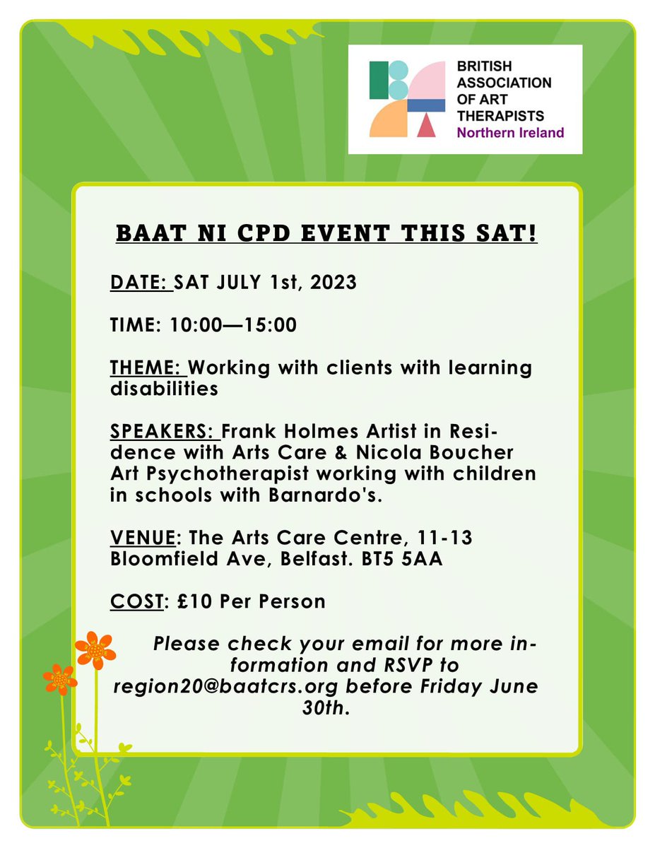 Reminder of CPD event for BAAT members, Sat 1st July