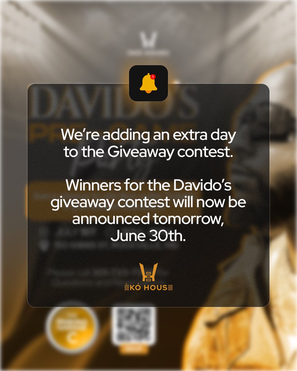 You asked and we listened!🫶

The giveaway contest is still on and winners will now be announced on June 30th 🎉

If you haven’t participated yet, you still have a chance to. 🤗
.
.
#ekohouse #davido #davidoconcert #freetickets #pregame #dmvevents #dcparties #dmvnightlife