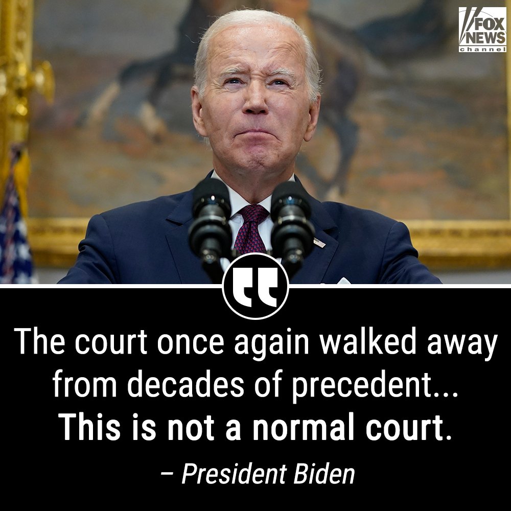 FoxNews's tweet photo. 'STRONGLY DISAGREE': Biden rips Supreme Court after decision on race-based college admissions. https://t.co/L7VHzmD9B2 https://t.co/gngrPYWfvD
