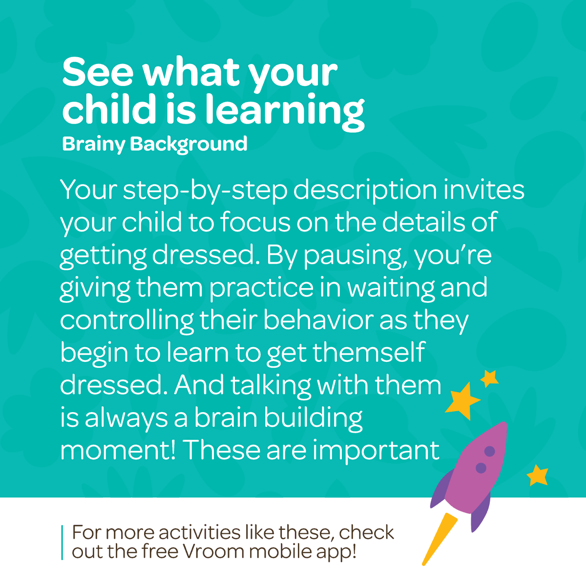 joinvroom's tweet photo. Turn morning moments into #BrainBuilding moments with today's #Vroom tip!
Did you know that we offer #BrainBuilding tips by text?
You can receive #VroomTips for kids ages 0-5 to boost their learning.
Text VROOM to 48258, or visit https://t.co/wJ9CMcfkzZ to get started. https://t.co/qrivyBA107