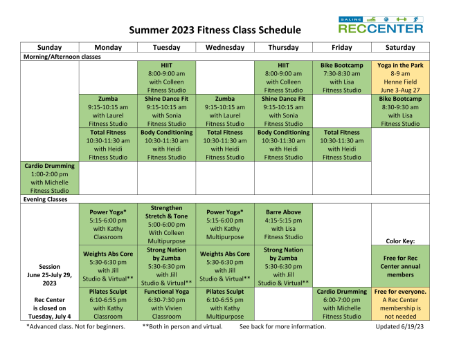 salinerec's tweet photo. Want to change up your fitness plan? Try out a fun group fitness class at the Rec! Check out this week's RecLink to learn about the classes the Saline Rec Center offers!

https://t.co/ScTFMLTqrn
https://t.co/Xs7xwaqHEZ https://t.co/Ov9stp05lG