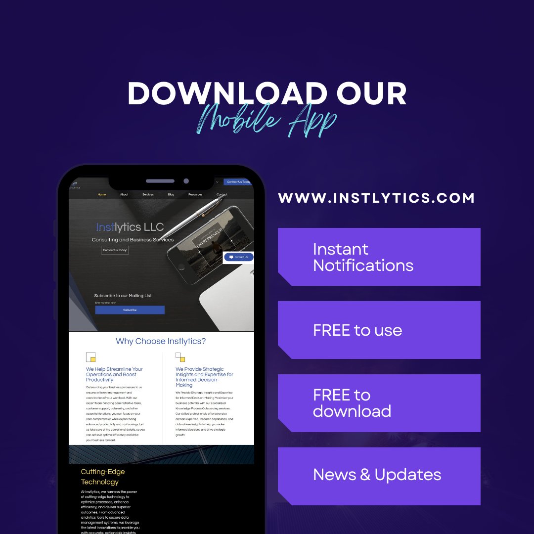 instlytics's tweet image. Unlock the Power of Data on the Go! 📱🔓 Download the Instlytics Mobile App today and take control of your business analytics wherever you are. 🚀✨ #InstlyticsMobileApp #DataOnTheGo #AnalyticsMadeEasy #BusinessInsightsAtYourFingertips