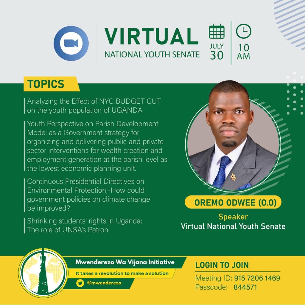 #HappeningTomorrow
Virtual National Youth Senate.
👉🏽10;00am—2:00pm

We have formed both a national and regional network of youth action partners whom we work with to advance a youth-led approach towards development.

Join Us Tomorrow as we explore what bothers youths of Uganda.