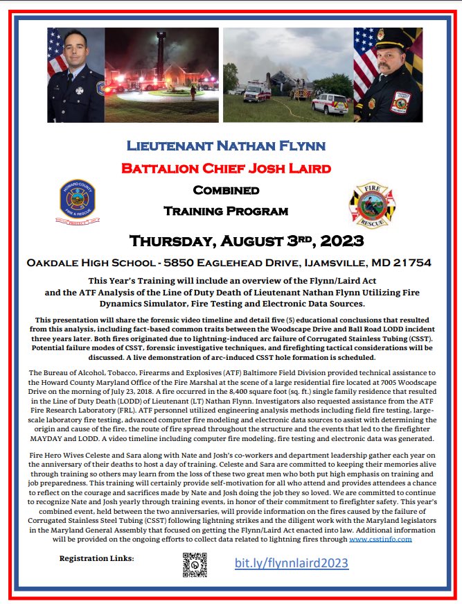 BillyGoldfeder's tweet image. NOT TO MISS TRAINING OPPORTUNITY:  ATF Presentation on these two LODD Fires - both fires involving #CSST @FCDFRS @HCDFRS @FSRI_org @NFFF_News @MDFIRECHIEFS @IAFFofficial @TheVaPFF @vfca @dcfireems @ffxfirerescue @LoudounFire @BCFDL734 @BaltCoFire @PGFDNews @AACoFD #firefighters