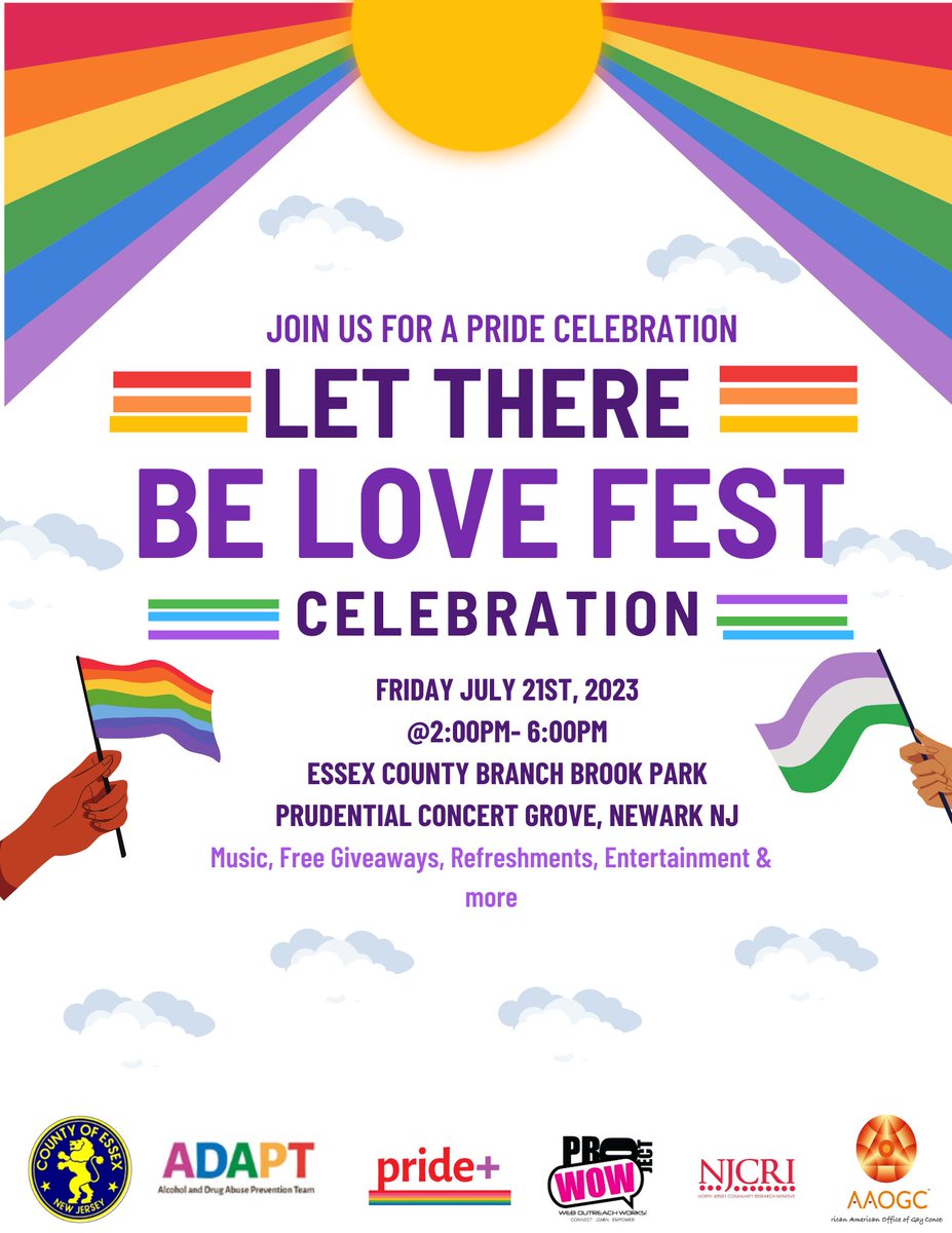 Join us on July 21st for our Let There Be Love Fest event at the Prudential Concert Grove in Branch Brook Park! #Pridemonth #LoveisLove #Lovewins #LGBTQ #Socialwork #Advocate 
#Empoweringcommunities #ADAPT #ADAPTEmpoweringcommunities