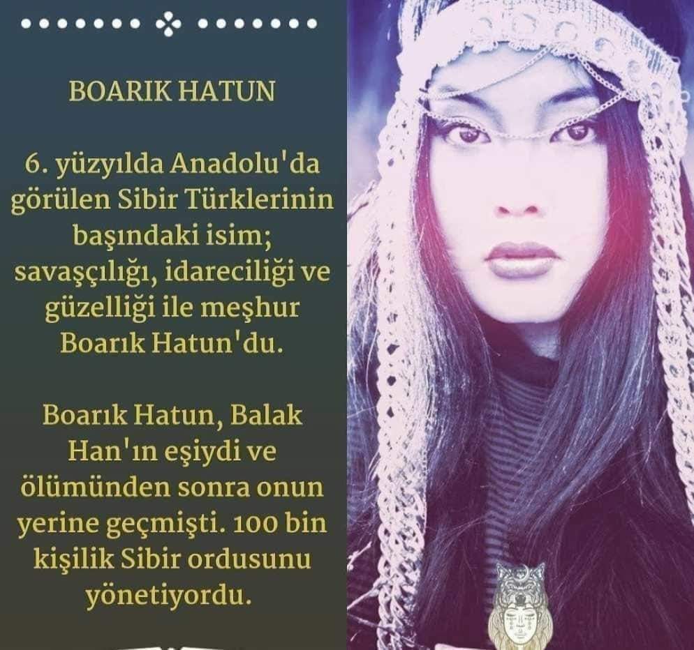 Zarina Hatun/Han, 
Tomris Hatun/Han 
Boarık Hatun/Han ...
Eski Türkleri kadınlar yönetip yüceltmiştir. Türkiye Cumhuriyeti bin türlü yalanlar uydurularak, sığınmacılarıyla, dinci-gerici-yobaz kafalarıyla yıkılma sürecine sokulmuşken devleti ve ülkeyi sadece kadınlar kurtarabilir.