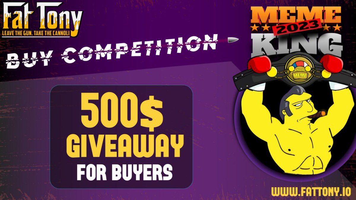 Buy and get a prize 🏆 

Market cap bottomed 25k 
Check website check community 
We are ready to big pump 

No team tokens 
Lp locked 1 year 
Contract renounced 

Join our Tg 

t.me/FatTony_Gang