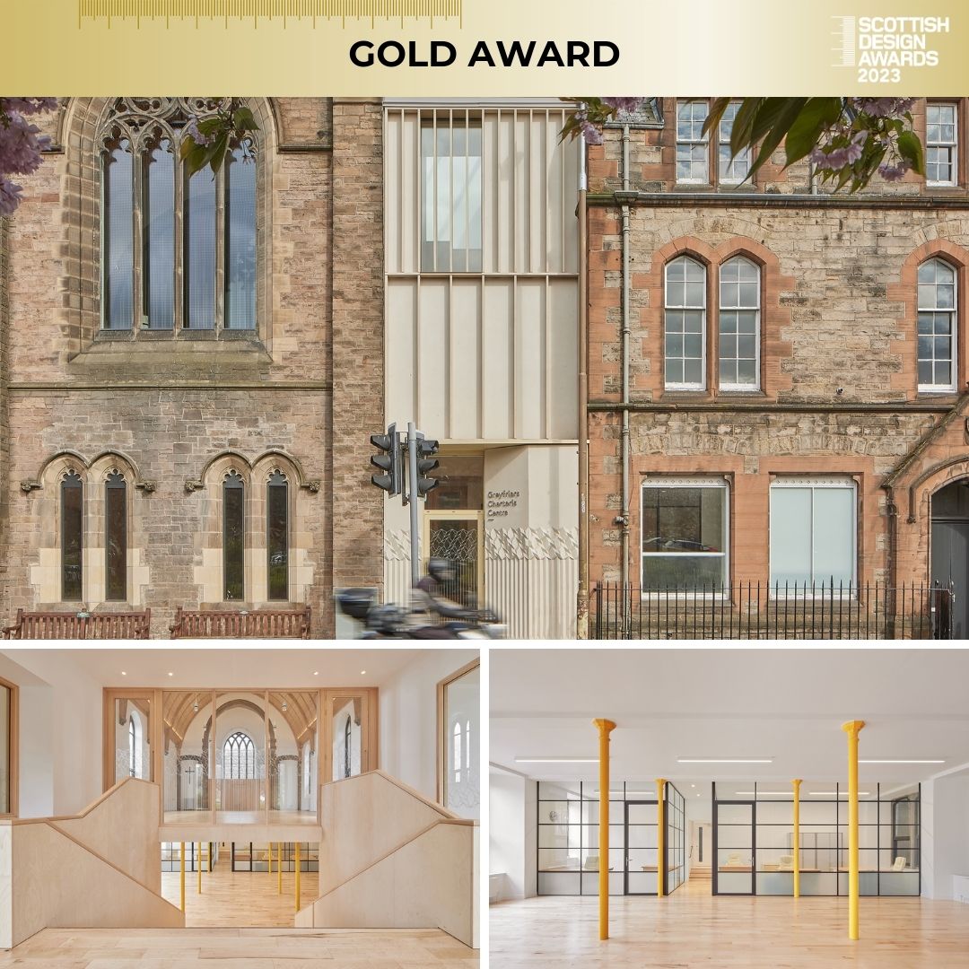 Congratulations to @konishigaffney for winning the GOLD AWARD in the Retrofit category for Greyfriars Charteris Centre; #scotdesign bit.ly/3Jkn895