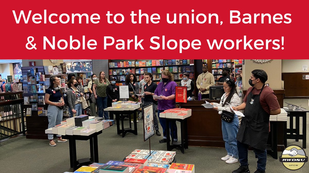 BREAKING: by a vote of 88%, @BNWorkers at Barnes & Noble in Park Slope, Brooklyn have voted to join the @RWDSU! “It is time for the industry to open a new chapter on how it treats its workers, and Barnes & Noble workers are writing the book.” -@sappelbaum 
rwdsu.info/barnes_noble_w…