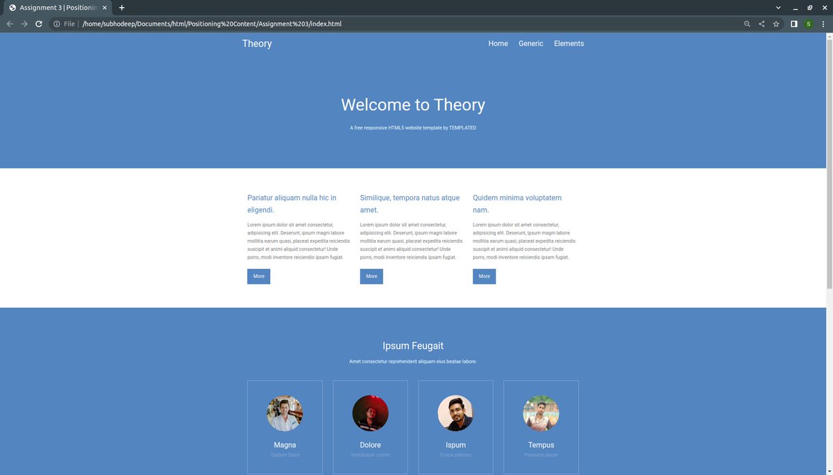 subhadip_goraii's tweet image. Day 15 of #100DaysOfCode 
.
.
Create a web page using uniquely content positioning techniques.

#selftaughtdeveloper
#CodeNewbies
#learningtocode
#lovetocode