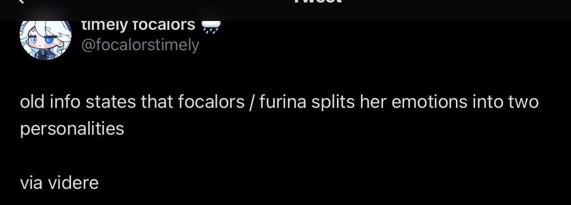 Archonfocalors's tweet photo. OKAY YOU GUYS SO I HAVE A FOCALORS BACKSTORY THEORY THATS MOST UNLIKELY!  (Thread possibly ?) So if we know that focalors has two  personalities, according to videre yes? Maybe  one of those personalities are actually rather a person, (1)

#fontaine #focalors https://t.co/qXJRkMlwHP