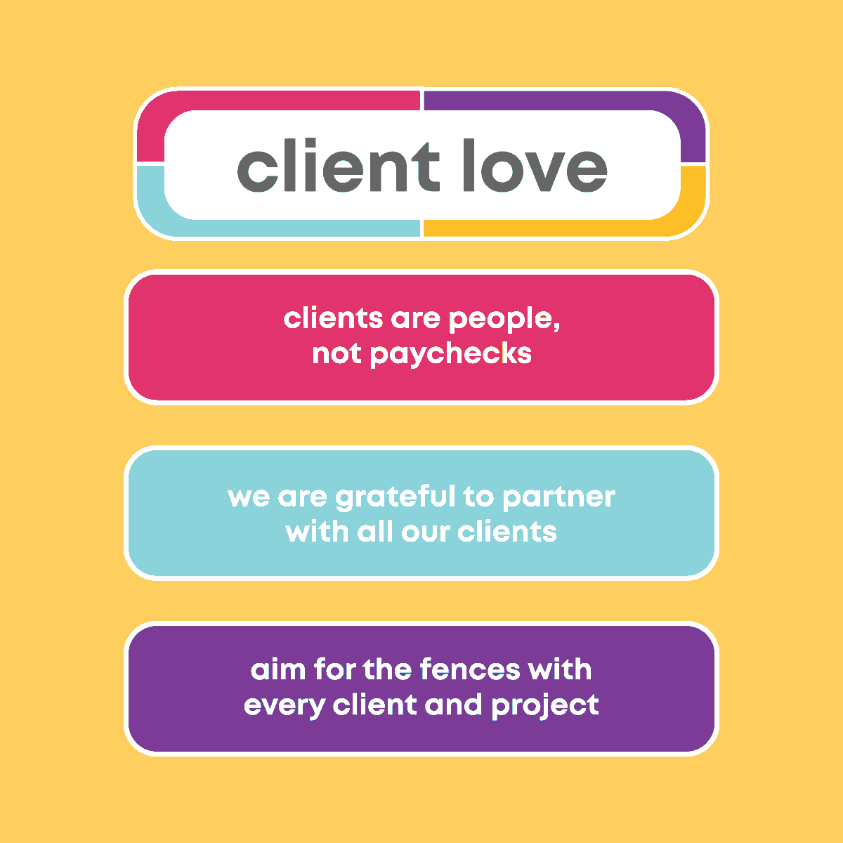 One of our core values here at RBA is Client Love! This is how we strive to build meaningful and long-lasting relationships with our clients.💜
