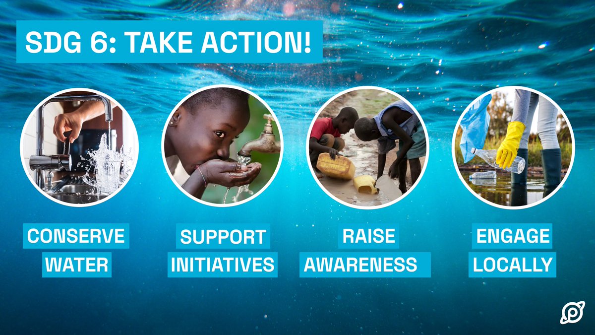 Take Action for SDG 6! 

💧Conserve water by adopting mindful habits.
💙 Support clean water initiatives through donations or volunteering.
📢 Raise awareness about SDG 6.
🤝 Engage locally in water conservation education. 
#JoinThePlanet $PLANET