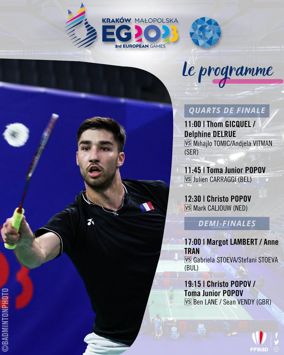 #𝐉𝐞𝐮𝐱𝐄𝐮𝐫𝐨𝐩𝐞́𝐞𝐧𝐬𝟐𝟎𝟐𝟑 | Les Bleus en quête de médailles 🔥

#AllezLesBleus 

📺 <a href="/lachainelequipe/">la chaine L'Équipe</a> / <a href="/europeangamestv/">European Games 2023 Live</a>

<a href="/EquipeFRA/">Equipe France</a> <a href="/FranceOlympique/">FranceOlympique</a> 

🇫🇷 Le programme de la journée ⤵️