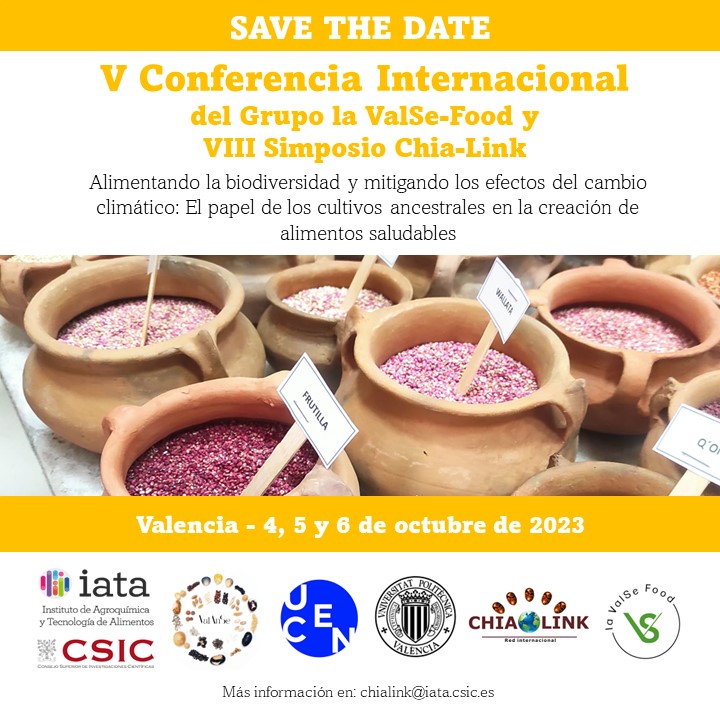 Viip_UCentral's tweet photo. Se acerca la V Conferencia #ValSeFood y VIII Simposio #ChiaLink en Valencia 🇪🇸. En @Ucen, somos parte de la Organización y Comité Científico.
Únete a nosotros del 4 al 8 de octubre 2023.
¡Te esperamos! #Ciencia #DivulgaciónCientífica
✉️ Consultas: chialink@iata.csic.es https://t.co/UZHnnYDj87