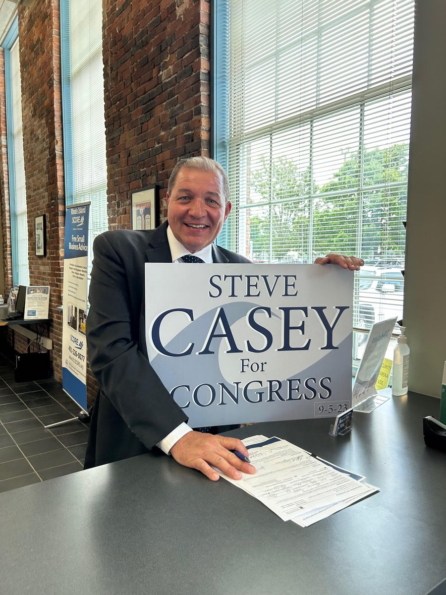 CaseyCongressRI's tweet photo. Signed, sealed and we're off! Today I officially declare my candidacy for Rhode Island's United States Congressional District 1. Thank you to everyone who helped to get me to this point. Let's get out there and win for Rhode Island! https://t.co/pxaw1FxVSO