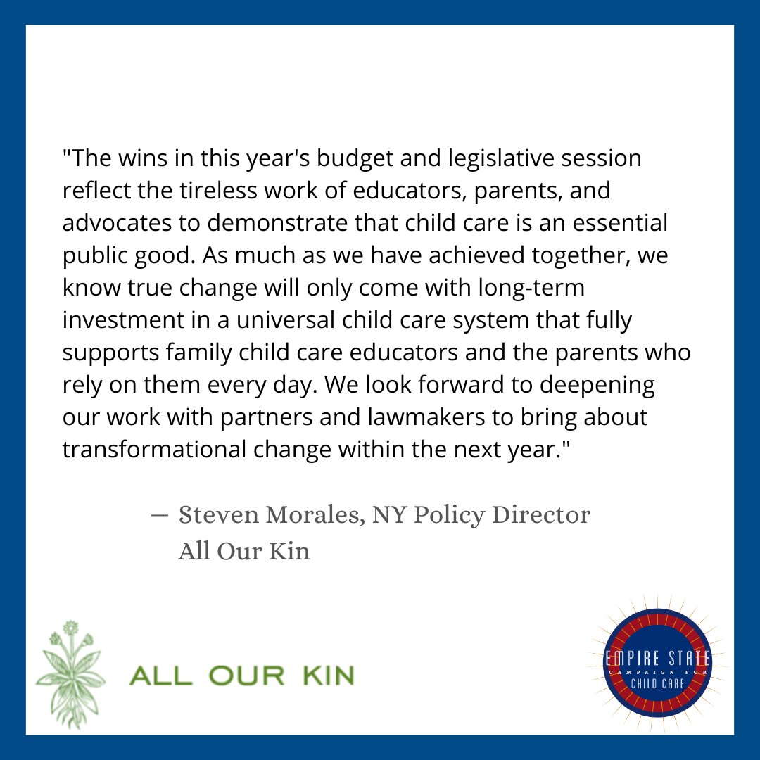 EmpireStateCCC's tweet photo. "As much as we have achieved together, we know true change will only come with long-term investment in a universal child care system that fully supports family child care educators and the parents who rely on them every day." - @steveninthebx, @AllOurKin #NYSUniversalChildCare https://t.co/bxMm8Uo0mZ