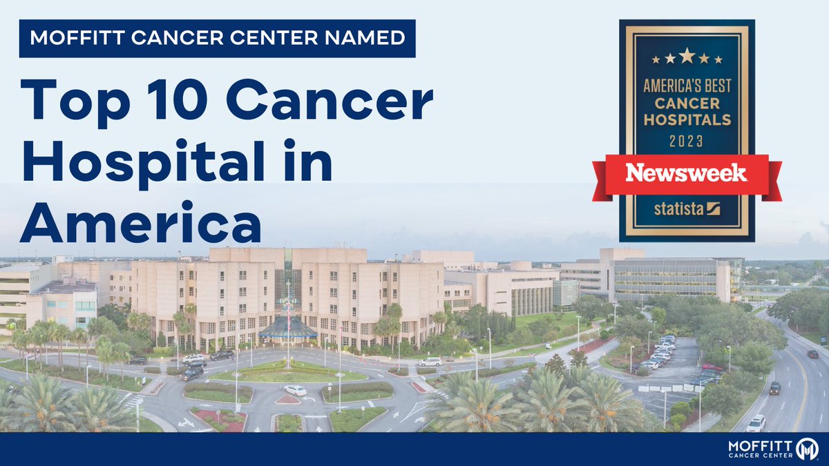 Moffitt has been named a top 10 cancer hospital in America by Newsweek and Statista! Moffitt is also ranked No. 1 in Florida and the Southeast. View the full America’s Best Cancer Hospitals 2023 list ➡️ bit.ly/3NoJJSQ