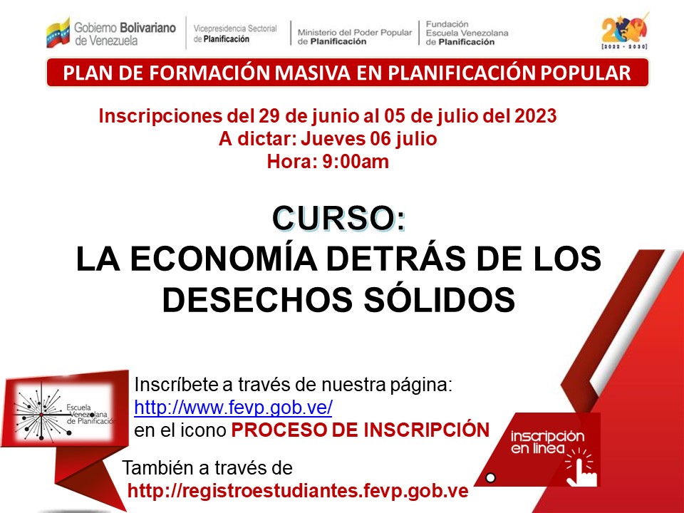 La basura no es solo es un problema de la eficiencia en su recolección y tratamiento. Es una política industrial, climática, de equilibrio con el ambiente y la vida. Es una economía y forma de vida, como subsistema en el PlanPatria. Próxima jornada formación planificación popular