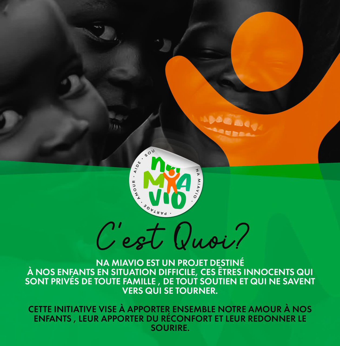 Vu que la voix d'une seule personne ne porte jamais assez, ensemble portons nos voix par vos statuts , stories , retweets et agissons pour un brin de sourire à ces enfants. Faisons le pour eux, 
Na Miavio.🫶
#enfants #joie #Togo #Paix #NaMiavio #Partage