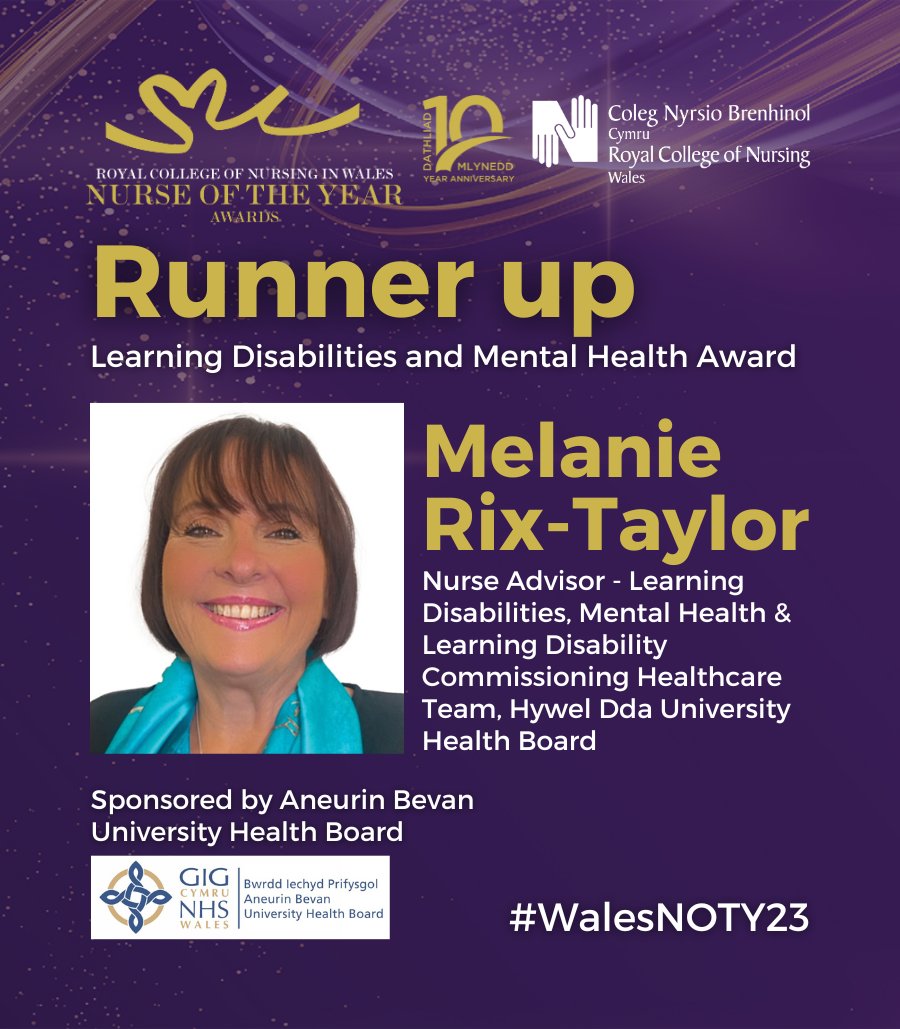 Congratulations to Judith Wall and Bethan Williams @SwanseabayNHS – joint winners of the #WalesNOTY23 Learning Disabilities and Mental Health Award! Also to Melanie Rix-Taylor @HywelDdaHB who is our runner-up. A fantastic achievement!