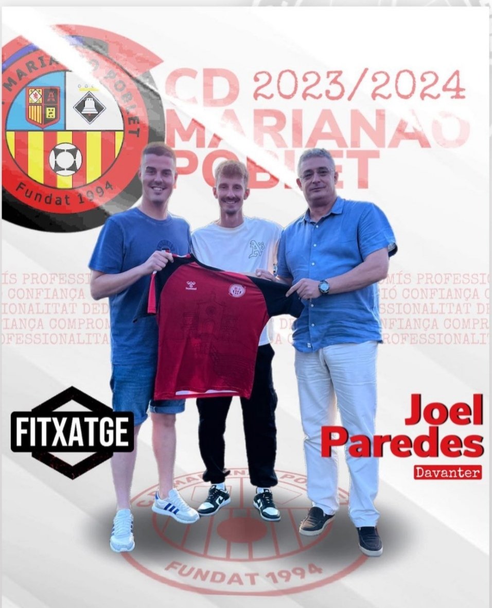 #PrimerEquipo 🔴⚫

💣💥 FICHAJE 🔝

Aquí lo tenemos!!
Vuelve el pichichi de #2cat la Temp . 2017-18 con 28 goles, Joel Paredes.
Tras su paso por <a href="/interescaldes/">Inter Club Escaldes</a> <a href="/CFGava_oficial/">CF Gavà</a>  y <a href="/SantfeliuencFC/">Santfeliuenc Futbol Club</a>, al conjunto de <a href="/Vitolo93/">Victor Rodríguez</a> no le faltará el gol.
#SomMarianao 💪