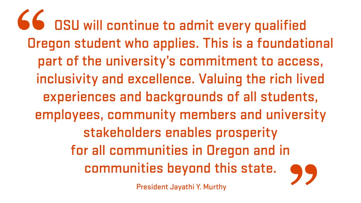 Oregon State will continue to provide access to learning and educational opportunity for all qualified Oregon students. This is foundational to OSU’s mission and commitment to inclusive excellence. 
Read my full statement: beav.es/TGC