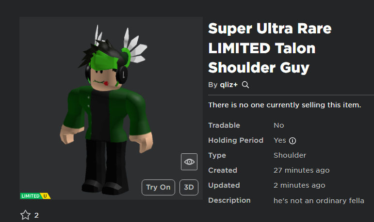 An item for 285k robux has just been sold making it the most expensive item to be onsale and to be SOLD.